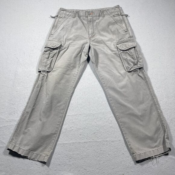 LL BEAN Cargo Pants Mens 34x30 Ripstop Green Outdoors Hiking Allagash - Picture 1 of 12